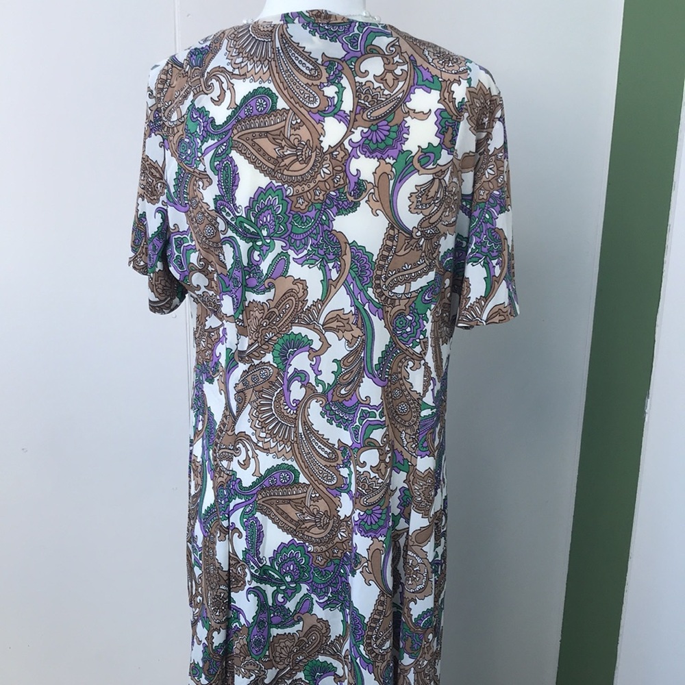 Vintage Groovy Plus Size Volup 60s 70s Psychedelic Purple Paisley Print Dress 💚 - Picture 2 of 6